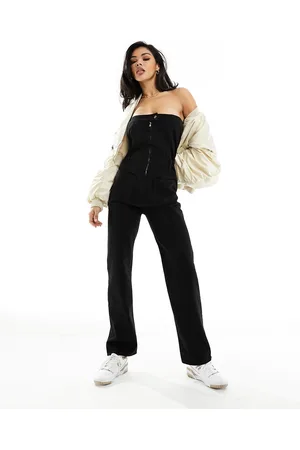 In The Style Bandeau denim jumpsuit in
