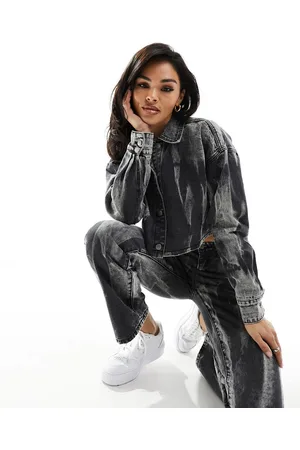 In The Style Denim crop shirt co-ord in bleach wash