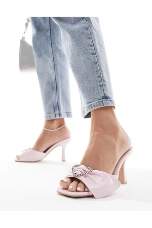 Raid Taina embellished heart kitten heel mules in patent