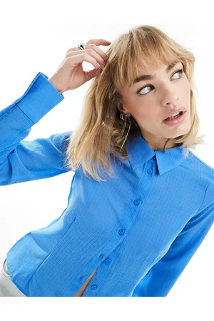 Monki Structured textured sheer blouse in