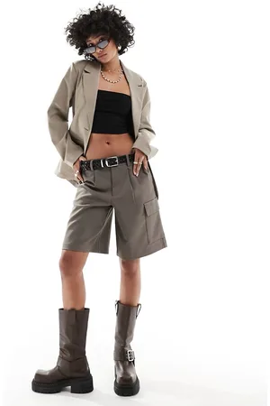 Monki Single breasted blazer in light taupe