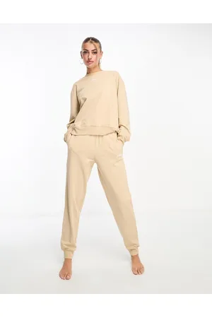 HUGO BOSS HUGO Bodywear lounge sweat bottoms in beige with logo print