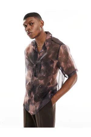 ASOS Relaxed revere shirt with blurred floral print in