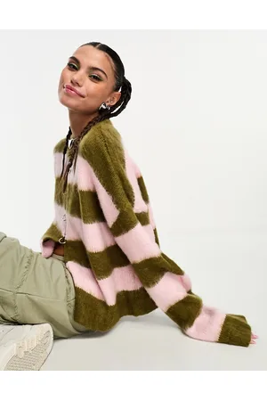 The Ragged Priest Fluffy knit jumper with open front and ring detail