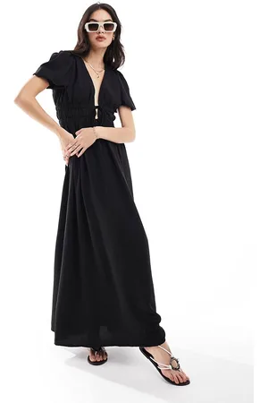 The Frolic Yasha tie detail maxi beach dress in