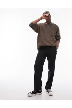 Topman Straight wool mix trousers in