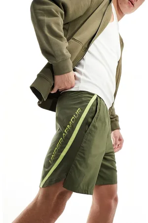 Under Armour Running Launch 7 inch graphic shorts in khaki