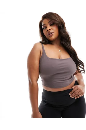 ASOS Curve spaghetti strap square neck vest top with inner bra in rosy brown