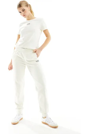 EA7 Armani logo sweat joggers in cream CO-ORD