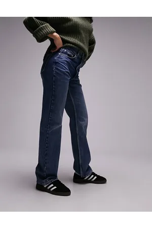 Topshop Straight Kort jeans in mid blu