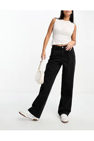 MANGO Slouchy straight leg jeans in black