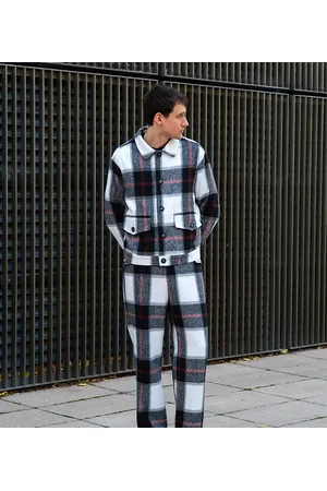 Labelrail X Isaac Hudson brushed check button through shacket co-ord in