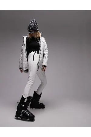 Topshop Sno stretch slim leg ski trouser with stirrups in ecru