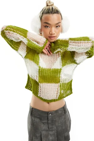 The Ragged Priest Checkerboard open knit jumper in