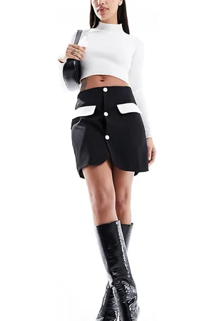 In The Style Exclusive tailored contrast pocket button through mini skirt co-ord in