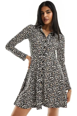 New Look Long sleeve shirt mini dress in floral print