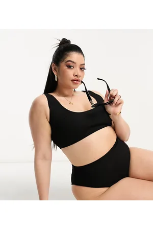 ASOS ASOS DESIGN Curve Amy mix and match crinkle skinny scoop crop bikini top in