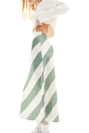 ASOS ASOS DESIGN Tall satin bias midi skirt in stripe