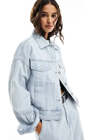 VILA Oversized denim jacket co-ord in ligh wash