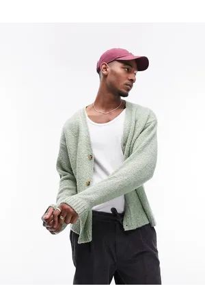 Topman Boucle cardigan in sage