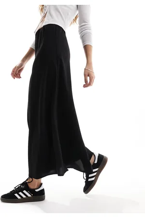 Pieces Matte satin midi skirt in
