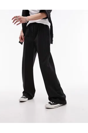 Topshop Boxer fly detail pull on stripe tailored trouser in