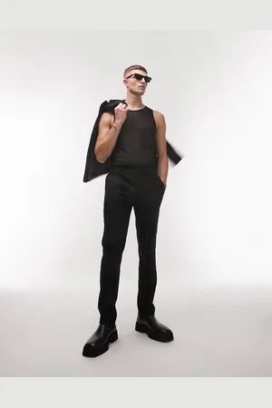 Topman Stretch slim textured suit trousers in