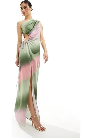 Style Cheat One shoulder satin midaxi dress in ombre effect