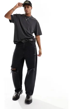 Pull&Bear Skater jeans with rips in washed