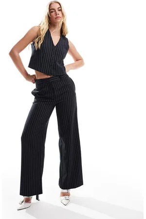 New Look Formal wide leg trousers in pinstripe