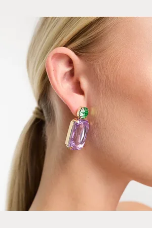 True Decadence Bejewelled earrings in pink and green