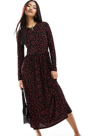 JDY Exclusive midi dress in and red ditsy floral