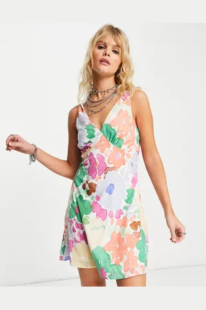 ONLY Neon & Nylon v neck floaty mini dress in floral