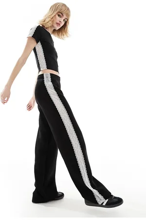 ASOS Wide leg jogger co ord with lace contrast in