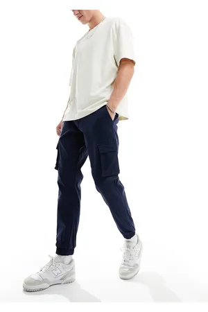 Only & Sons Slim fit cargo trousers with cuffed bottom in navy