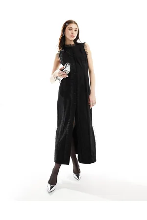 Ghospell Tulle ruffle midi dress in