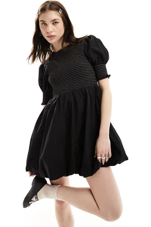 Ghospell Shirred bubble mini dress in