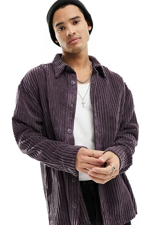 Reclaimed Long sleeve cord shirt in plum