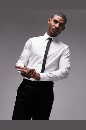 Topman Long sleeve formal slim fit stretch shirt in
