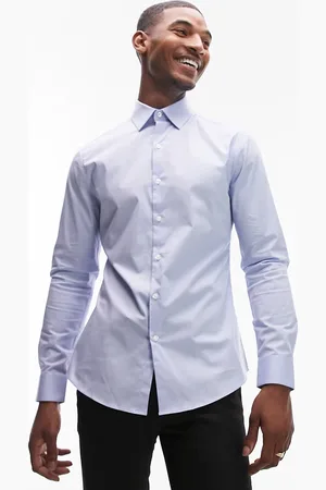 Topman Long sleeve formal slim fit stretch shirt in light