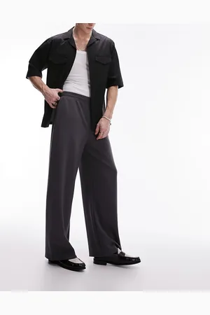 Topman Drape wide leg jogger in charcoal