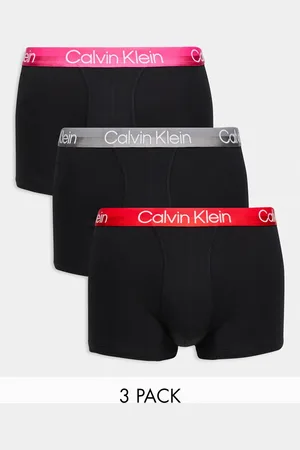 Calvin Klein 3-pack trunks with coloured waistband in
