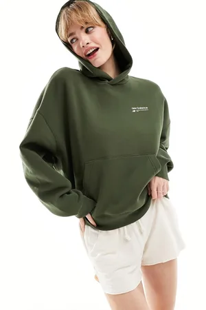 New Balance Linear Heritage brushed back fleece hoodie in