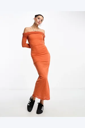 COLLUSION Textured bardot maxi dress in