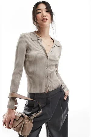 Abercrombie & Fitch Slim cardigan with polo collar in
