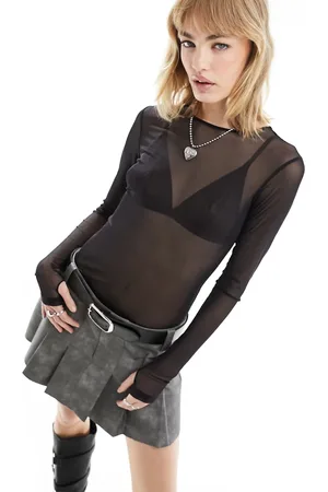 Monki Long sleeve mesh top in