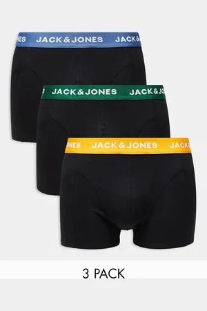 JACK & JONES 3 pack trunks in with coloured waistbands