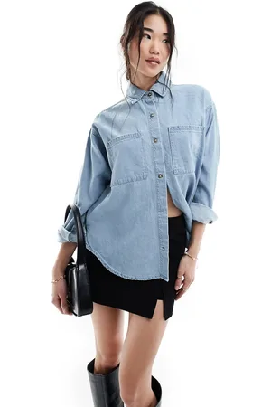 Abercrombie & Fitch Oversized denim shirt in light wash