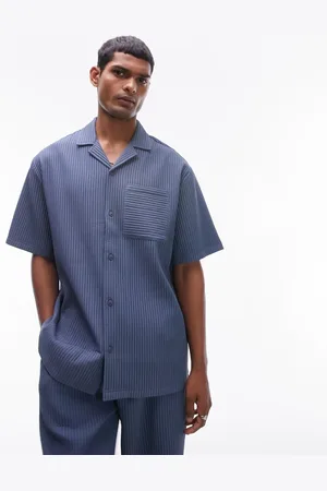 Topman Co-ord short sleeve plisse shirt in mid