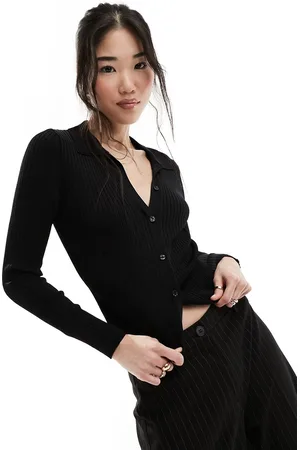 Abercrombie & Fitch Slim cardigan with polo collar in